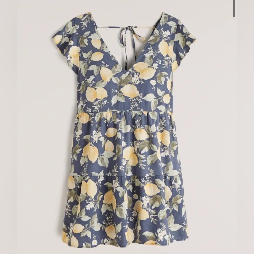 Abercrombie & Fitch Blue Mini Dress with Yellow Floral Print